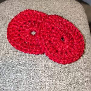 Handmade Red Crochet Kitchen Scrubbies